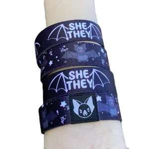 She/They Pronouns Bat Bracelet - Double-Sided Elastic Wristband (only one included)
