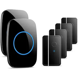 Door Chime When Door Opens, Door Sensor Wireless Entry Alarm with 1000ft Range, 60 Chimes and 5 Volume Levels for Business/Store/Home/Office (Black, 4 Sensor + 2 Receiver)