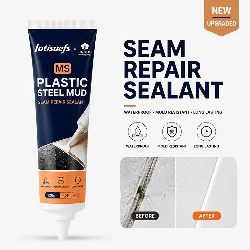 Premium White Silicone Caulk Sealant (5oz Tube) - Waterproof Gap Filler for Kitchen/Bath, Wall Crack Repair, Repair Work, Firm Grip on Tile & Wall, Anti-Mold, Crack-Shrink Resistant, Easy to Apply, DIY Friendly, Free Handy Tool