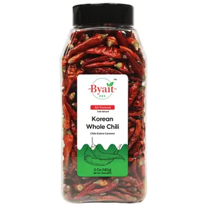 Byait Korean Whole Chili Peppers 5 Oz, Pure Red Chilies for Authentic Korean Cooking, Kimchi, Seasoning, Jeonche Gochu, Perfect for Soups, Stews, Stir-Fries & Spice Blends