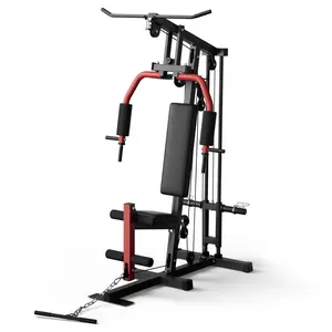 Full Body Workout Station with LAT Pulldown, Chest Press, Leg Extension, Seated Row | Compact Home Gym Equipment for Small Spaces | 300LB Capacity | Fits 1"& 2" Plates (Weights Not Included)