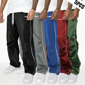 Clean Gent Spring/Summer Loose Fit Sweatpants, Men's Full Length Pants, Lightweight Soft Fabric, Relaxed Cut, Side Stripe Design, Comfortable Street Style, Casual Activewear, Workout Pants, 100% Polyester Fiber, Suitable for All Seasons