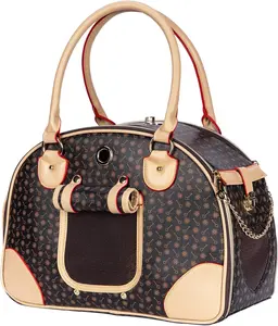 Luxury Pet Carrier, Puppy Small Dog Carrier, Cat Carrier Bag, Waterproof Premium PU Leather Carrying Handbag for Outdoor Travel Walking Hiking Shopping