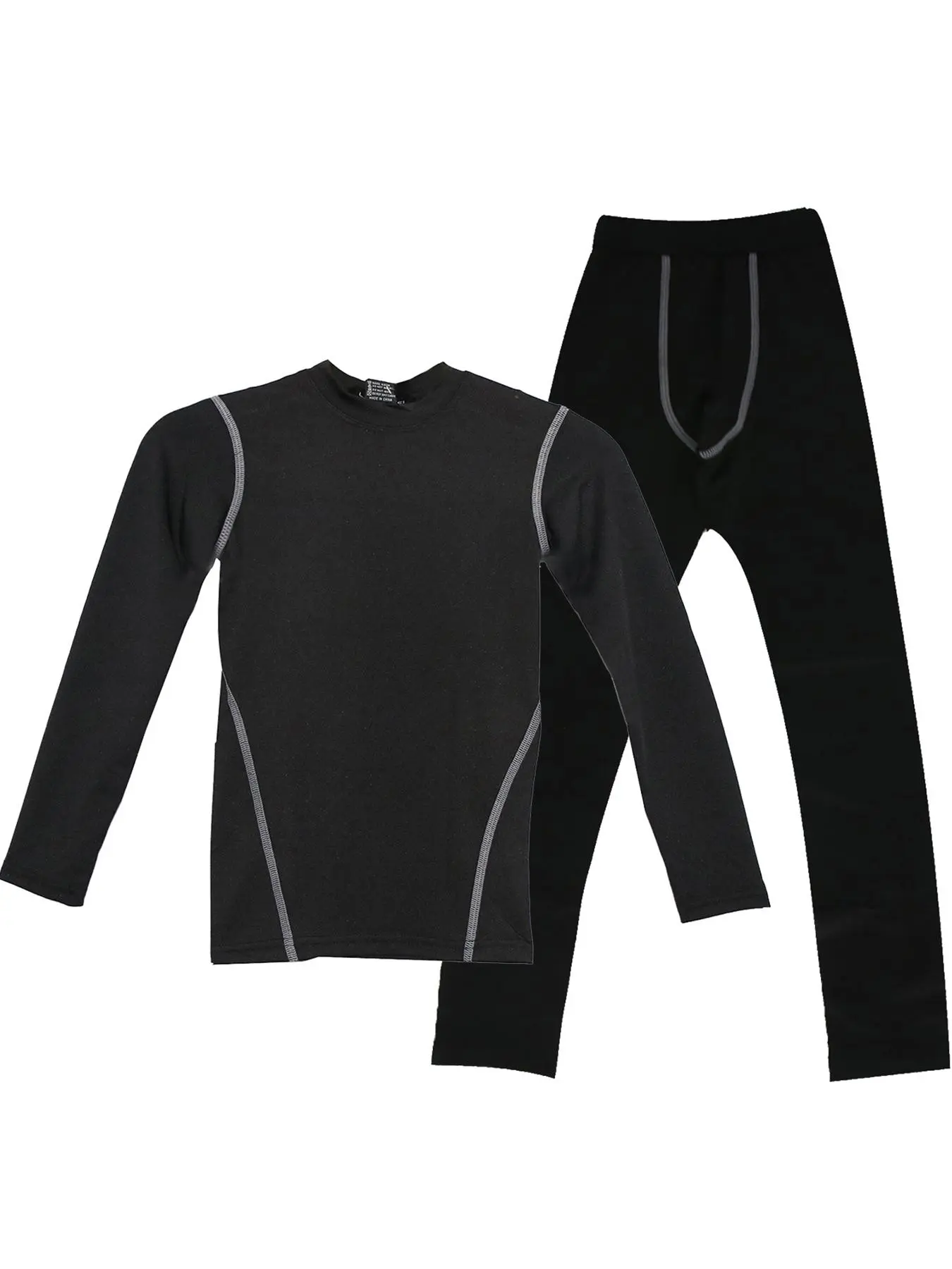 Boys' Plain Thermal Underwear Set with Stitched Design, Casual Comfy Long Sleeve Tee & Leggings, Suitable for Fall and Winter, Breathable Soft Underwear, Children, Under Clothing