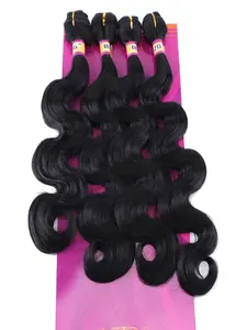 Synthetic Hair Weave 4 Hair Bundles Deals 16 18 18 20 Inches Quick Weave Hair Bundles Color 1B Black Synthetic Hair Weft