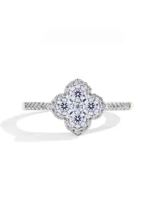 Luxury Moissanite Engagement Ring with Lucky Four-Leaf Clover Design, Elegant Fashion Jewelry Gift for Women, Perfect for Parties & Holidays
