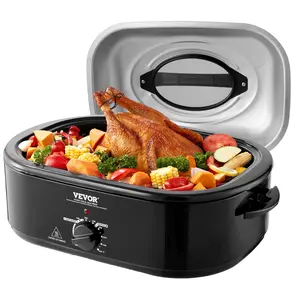 【Spotlight Day】VEVOR Electric Roaster Oven, 20 QT Turkey Roaster Oven with Self-Basting Lid, 1450W Roaster Oven with Defrost & Warm Function, Adjustable Temperature, Removable Pan & Rack, Fits Turkeys Up to 24LBS