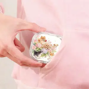 Puppies with Flowers Print Retainer Case, Floral Dog Orthodontic Storage Box, Lightweight Portable Container for Retainers and Aligners