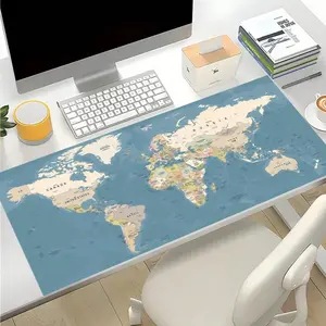 1 world map mouse pad with anti slip rubber base, perfect for office/gaming and home use, large-sized mouse pad
