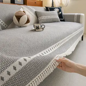 1pc Reversible Quilted Tassel Sofa Cover, Waterproof Couch Cover, Waterproof, Anti-slip, Washable, with Elastic Straps, Ideal for Kids/pets, Elastic Sofa Slipcover Fits 2/3/4-seater (multiple Sizes)