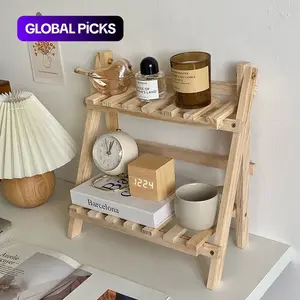 Wooden Desktop Storage Rack, 1 Count Double Layer Desk Organizer, Desk Storage Shelf for Home Office, Summer Home Decor Shelf, Display Shelf