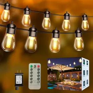 39FT LED Outdoor String Lights with 15 Shatterproof Edison Bulbs, Led Bulbs Included, Dimmable LED Lights, IP66 Waterproof Patio Lights for Garden, Wedding, Christmas, Camping, Backyard, Gazebo And Party Decoration Warm White