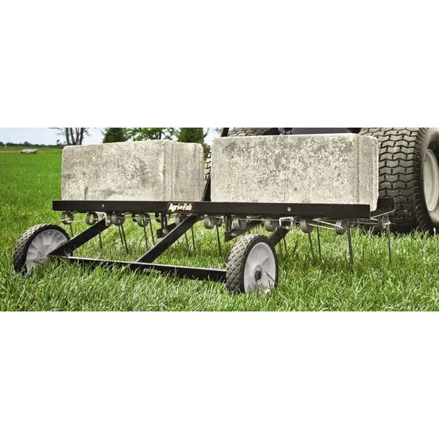 Agri-Fab 45-0294 Tow-Behind Lawn Dethatcher for Lawn Care & Larger Gardens, 40 in. Width, 20 Heat-Treated Durable Tines, 3x16 in Diameter, 30 lbs, 41 in H x 41 in W x 40 in L, Cantilever Transport Handle for Homeowners