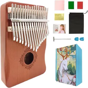 Portable Thumb Piano 17 Keys with Tuning Fork & Instruction Book for Easy Learning Play Reduce Stress Promote Well Being Gift for Kids Adults Professional Kalimba Thumb Piano Kit