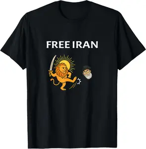 100% Cotton Iran Freedom is Near - Iran Flag Symbol with Free Lion Shirt T-Shirt