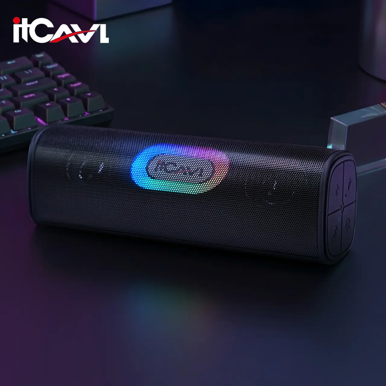 【SummerVibes】 itcAVL Bluetooth Cyberpunk RGB Speaker - 12*2W Dual Deep Bass Subwoofer, 20 Hours of Playtime for TWS Wireless Soundbar, 20H Portable Boombox for Gaming Desk Setup, Night Party, Trendy Men Gadgets - DealsForYouDays