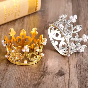 Crowns for Bouquets or Other Decorations 12 Pieces Gold and Silver with Pearls and Rhinestones for Special Occasions