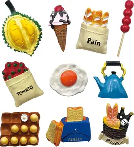 10-Pack Colorful Mix 3D Food-Shaped Refrigerator Magnet Set - Whimsical Look Decorative Resin Magnets for Kitchen, Office Whiteboard - Funny Realistic Foodie Gift, Home Supply Accessory