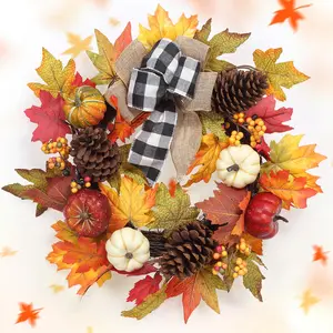 GAOMON 20" Fall Wreath for Front Door - Autumn Pumpkin, Halloween & Thanksgiving Wreath - Perfect for Festivals, Parties, and Home Decor