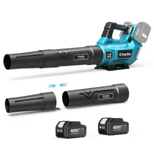 Taskstar Portable Leaf Blower, Electric Garden Care Leaf Blower Includes 2 X 4000mAh Batteries, Extended Nozzle, 3-Speed Airflow Adjustment Ideal for Floor Dusting, Lawn Care, Yard Cleaning, Great Garden Tool for Father And Husband