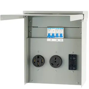 【Father's Day】VEVOR Temporary Power Outlet Panel,  125/250V, RV Power Outlet Box with a 20/30/50 Amp Receptacle Installed, NEMA 14-50R / NEMA TT-30R / 15A GFCI for RV Camper Trailer Motorhome, Tested to UL Standards