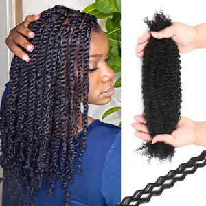 1B 22inch Afro Kinkys Bulk Human Hair for Dreadlocks Extensions Repair, Twist Braiding Afro Kinky Human Hair for Locs Natural Black Color 18 inches for Micro Locs Extensions 1 Pack 30 Gram
