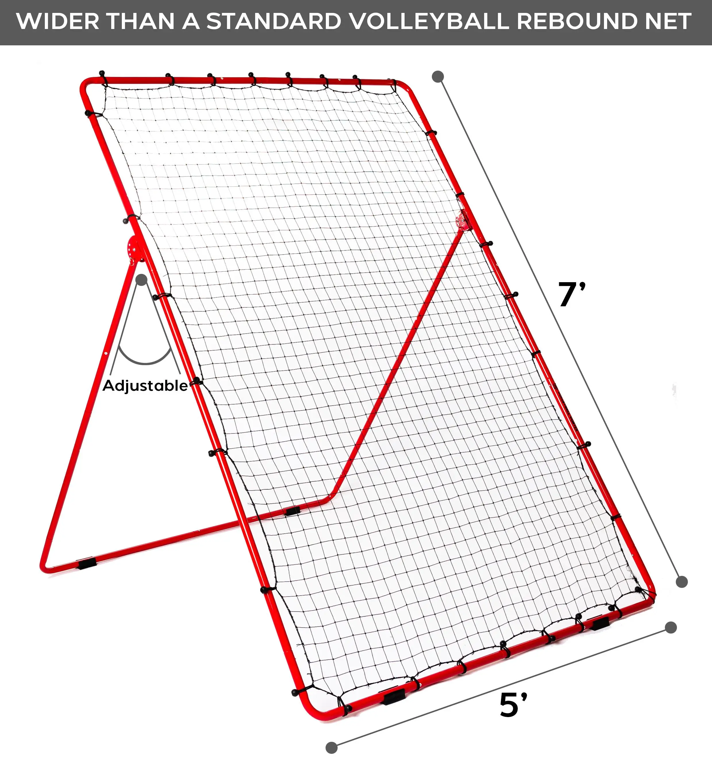 Volleyball Rebounder Net - 7' x 5' Adjustable Portable Training Net for Bumping, Spiking, Serving, and Improving Skills
