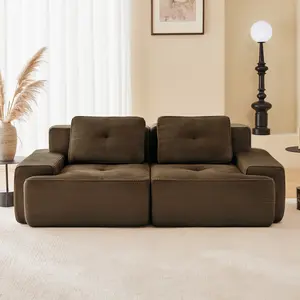 Contemporary L-Shaped Modular Sectional Sofa, Plush Corduroy, Deep Relaxing Seat, Pearl-Like Trim, Tufted Design, Anti-Slip, No Setup, Chic Couch for Living Room
