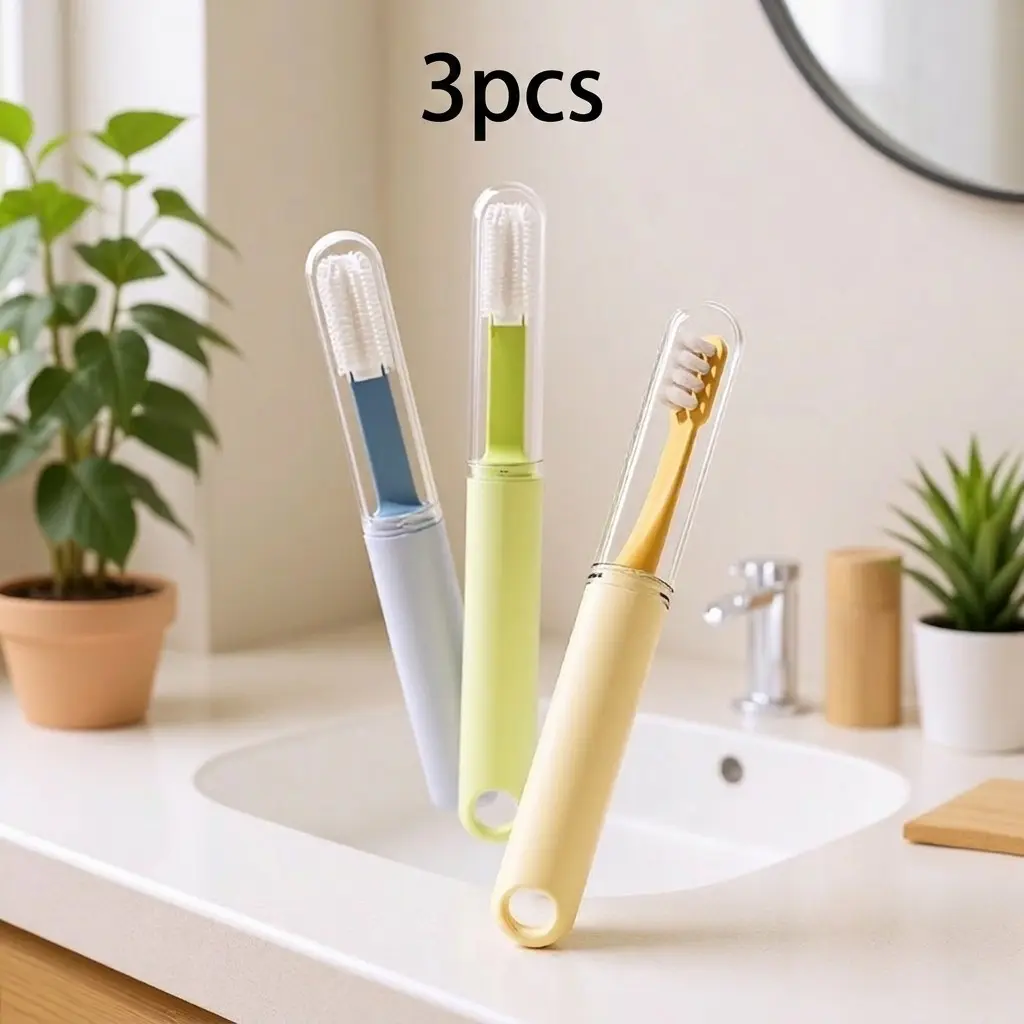 3-Piece Pet Toothbrush Set, Dual-Head Soft Bristle Cat Toothbrush, Small Dog Puppy Rabbit Hamster Oral Care Brush, Gentle Cleaning Tool