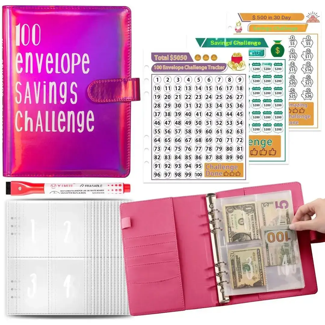 Money Saving Challenge Binder, Spiral Bound Planner, Financial Planner, Monthly Budget Planner, 100 Envelopes Budget Planner, 100 Days Cash Savings Notebook, Savings Tracker Organizer, Perfect Gift for Halloween & Christmas