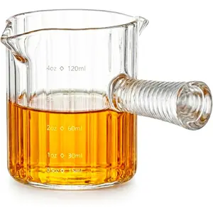 Glass Cocktail Measuring Jigger for Bartending with Handle 1/2 oz to 4oz Multi-Unit Measurement Shot Measure Cup