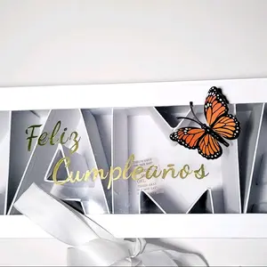 Birthday Mom Flower Box with Ribbon and Decorative Window