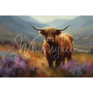 Whimsykel - Floral Highland Cow Decoupage Paper (2 Sizes)