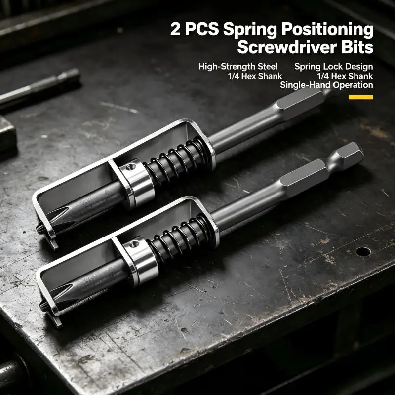 2Pcs Spring Retainer PH2 Drywall Screwdriver Bits, Anti-Drop Screw Holding Countersink Bit, Standard 1/4 Hex Shank Drill Tool for Woodworkers & Home DIY Repair Work