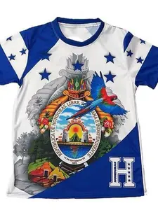 Honduras T-Shirt Round Neck Flag Landscape Pattern Unisex Ethnic Pride Fashion Casual Fitted Short Sleeve All over Print