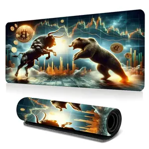 Bull vs Bear Crypto Trading Large Gaming Mouse Pad, Financial Market Battle Desk Mat with Bitcoin Chart Design, Extended Non-Slip Rubber Base Mouse Mat, HD Printing, Perfect for Trading Desk, Office, Gaming Setup, Ideal Gift for Traders and Investors