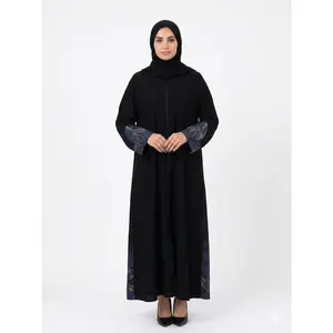 Zari Blue Panel Open Abaya