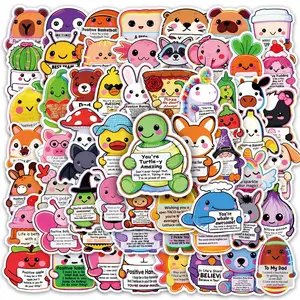 60 Pcs Character-Themed Comic Motivational Animal Stickers - Waterproof PVC Vinyl Decals with Inspirational Quotes (Frog-Included), 60pcs-b Smartphone Cover & Device Accessories for Laptop Water Bottle, Mental Health Gifts for Teens & Friends