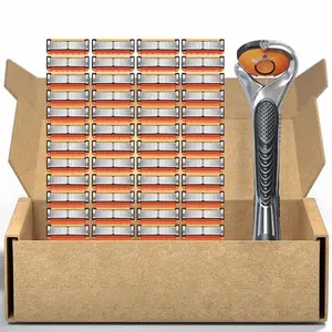 Men's Razor Blade Replacement, 48pcs Razor Blade & 1 Count Handle, Sharp Handheld Razor Blade for Smooth Shaving, Men's Travel Razor Set, Men's Care Product for Daily Use