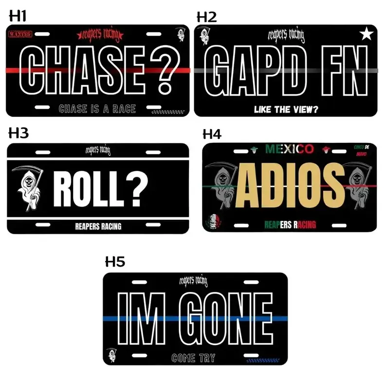 Funny Reapers Racing License Plate, Novelty Car Tag, Chase Roll Adios Im Gone Custom Auto Plate Gift– Unique Gift, 12 x 6 Aluminum Material, Car Truck Tag