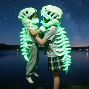 Glow-In-The-Dark Dinosaur Skeleton Plush Toy, Dinosaur Stuffed Animal, Halloween Party Decor, Creative Gift for Kids, Unisex Birthday Present for Boys and Girls