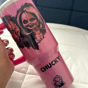 Chuckys Bride Hot Pink Shimmer 40oz Tumbler - Stainless Steel, Glossy Finish, Long-Lasting - Bottles, Drink
