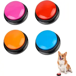 Voice Recording Button, Dog Buttons for Communication Pet Training Buzzer, 30 Second Record&Playback, Voice Recording Clicker for Cat, Puppy, Pet Trainin, Funny Gift for Study Office Home 4 Pcs