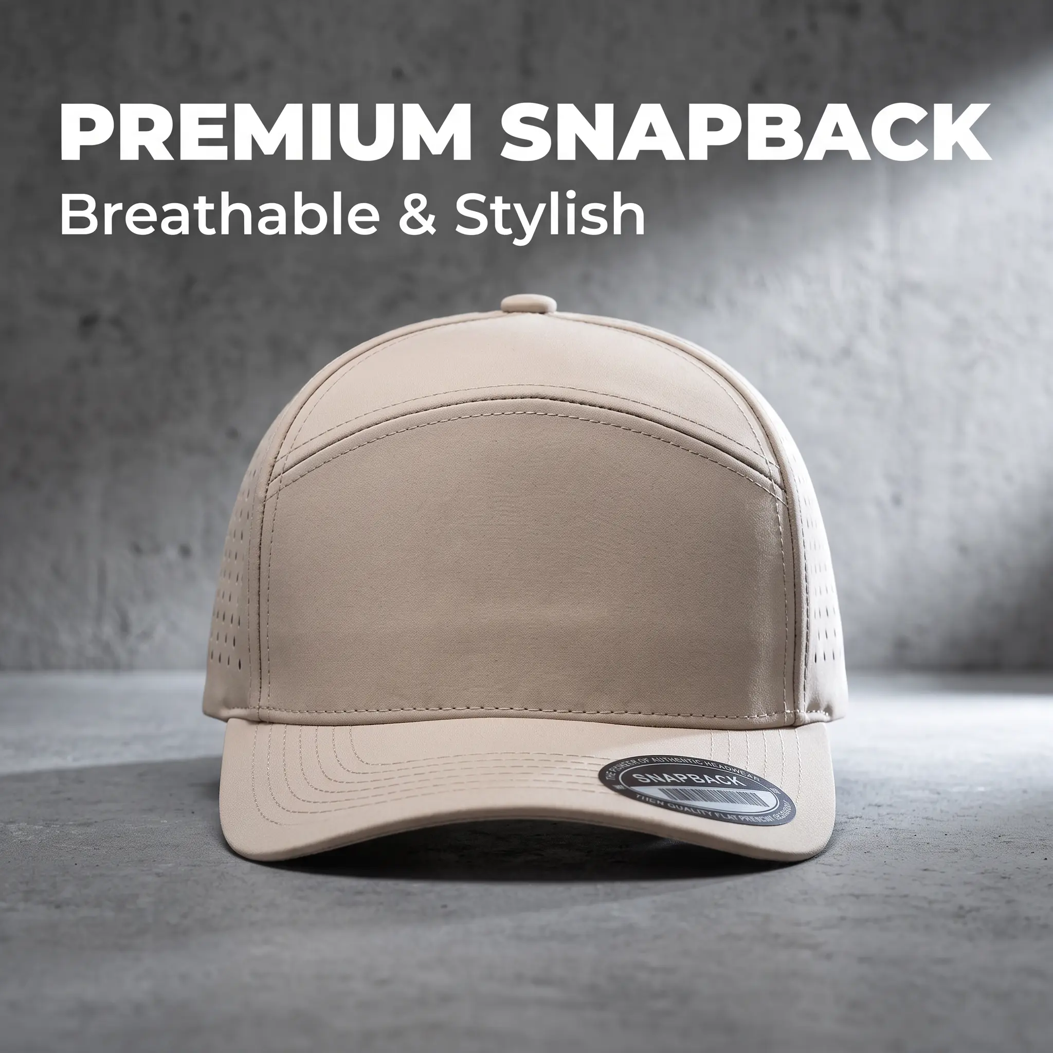Unisex Waterproof Laser Cut Flat Brim Adjustable Casual Snapback Trucker Hat - Lightweight, Breathable, Perforated, All-Day Comfort Performance Cap for Outdoor Running, Golf, Ventilated
