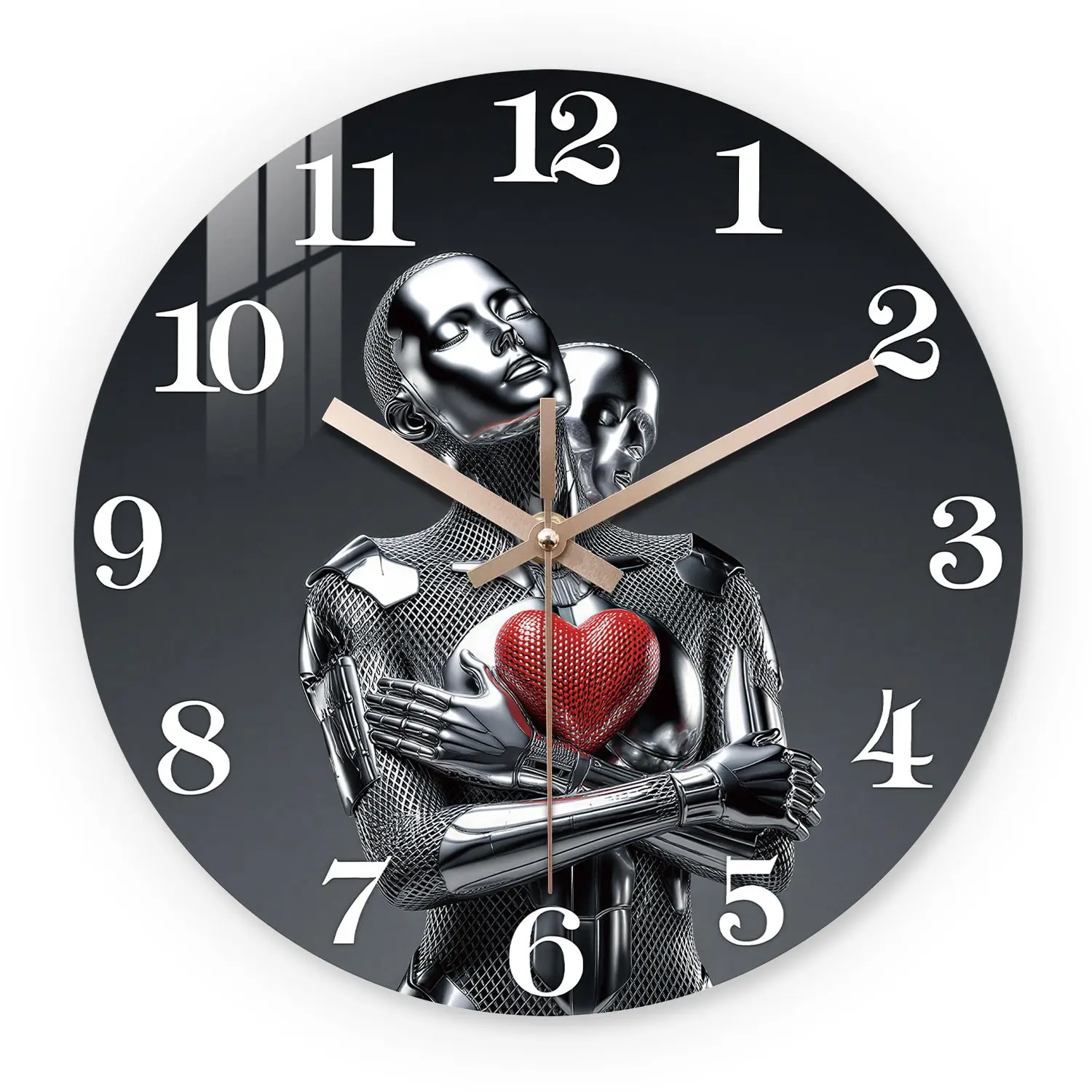 Mechanical Heart-Shaped Wooden Wall Clock, Silent 10-24 Inch, Aa Battery Powered, Ideal for Living Room, Bedroom, Office, Mother's Day Gift
