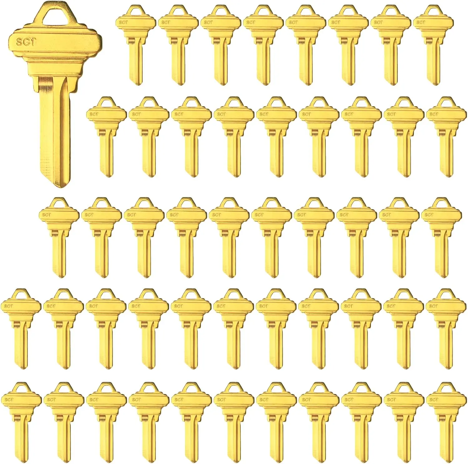 WAH YUE HING SC1 Model Customizable Premium Brass Key Blanks - 50-Pack Uncut, Durable, Quality Assured Locksmith Essential (Tools & Hardware, Hand Tools)