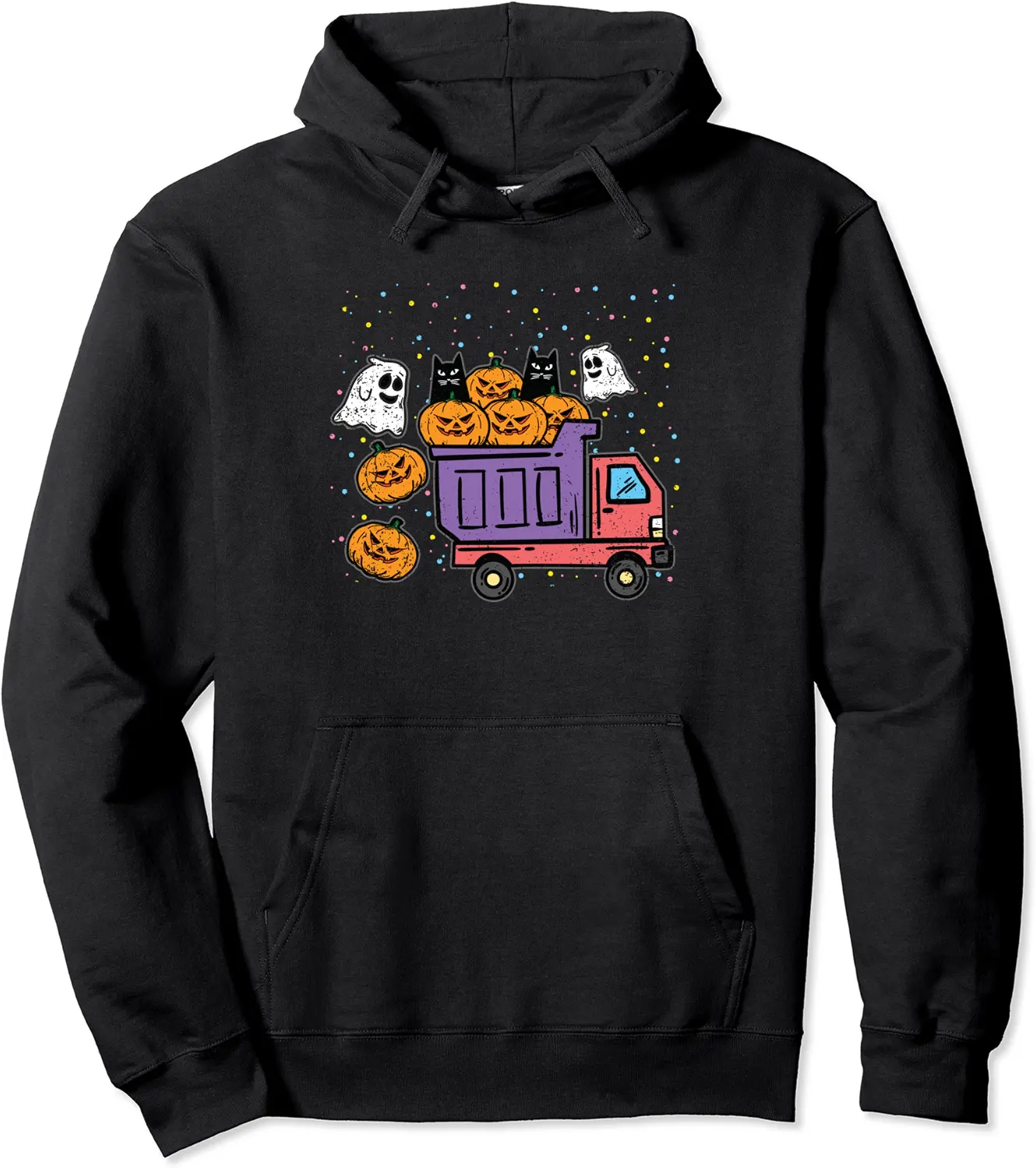 Construction Truck Funny Halloween Ghost Pumpkins Black Cat Pullover Hoodie - Lydiagarcia Shop 23B0CD6CQ2C7