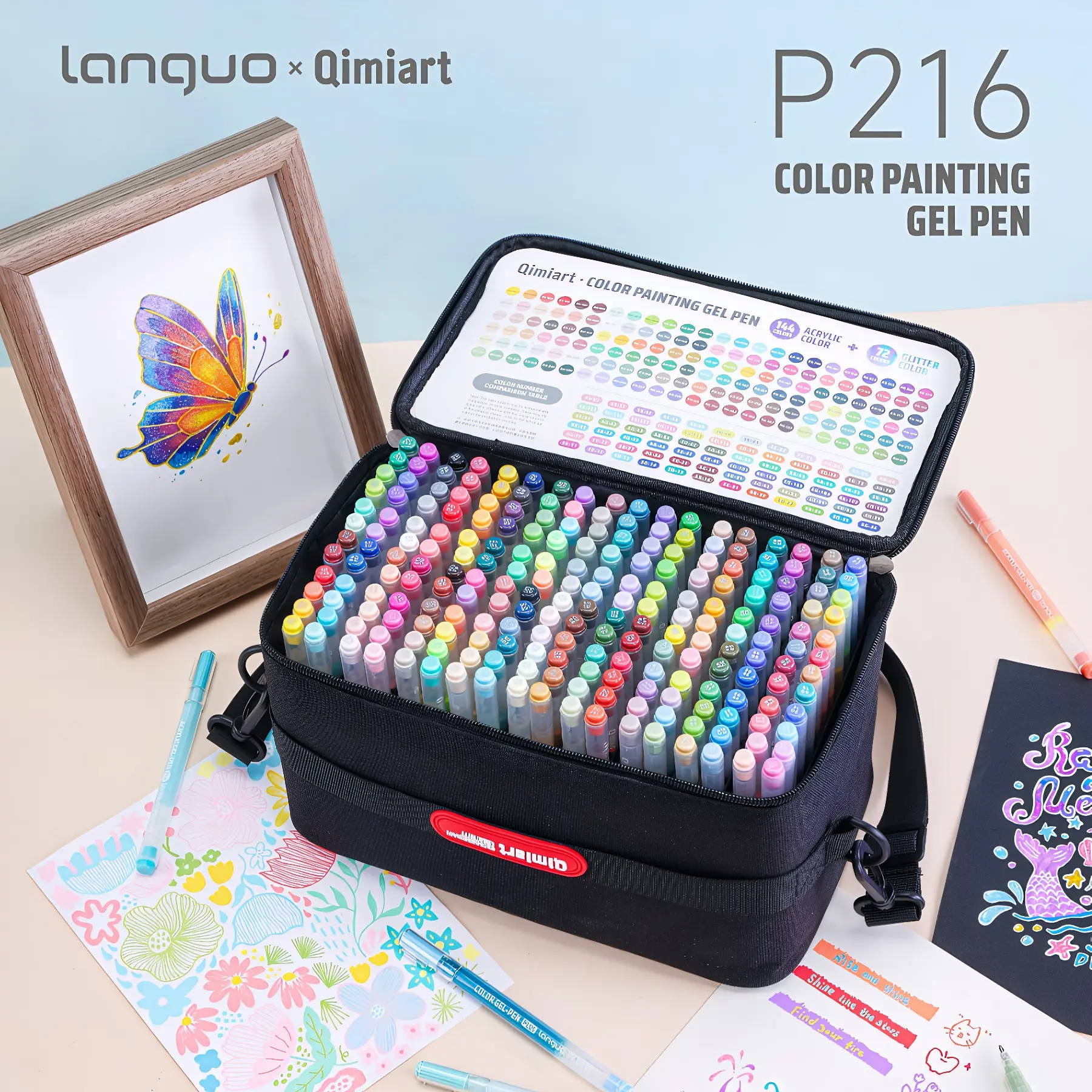 216pcs Drawing Gel Pens Set with Handheld Storage Bag, 1.0mm Tip, Rich Colors, Large Capacity Ink, Ideal for Art Supplies, Artist Supplies, Crafts Art Supplies, Art School Supplies, Arts Crafts Stationery, Diy Art Design, Sketching Supplies