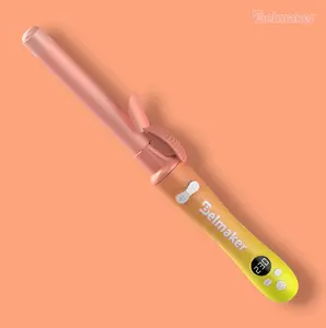 Belmaker Rotating Curling Iron - Gradient Orange,  for Beach Curls/Waves, 1 inch Large Barrel CurlingWand for Long Hair, Dual Voltage, Gift for Women
