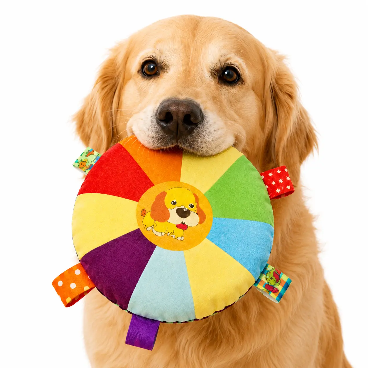 Multi-Colors Squeaky Seal Dog Frisbee - Plush Flying Disc with Bell, Soft Fabric Fetch & Chew Toy for Boredom Relief, Durable Pet Play Accessory